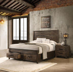Coaster 222631Q-S4 4 pc Woodmont rustic golden brown finish wood footboard drawers queen bedroom set