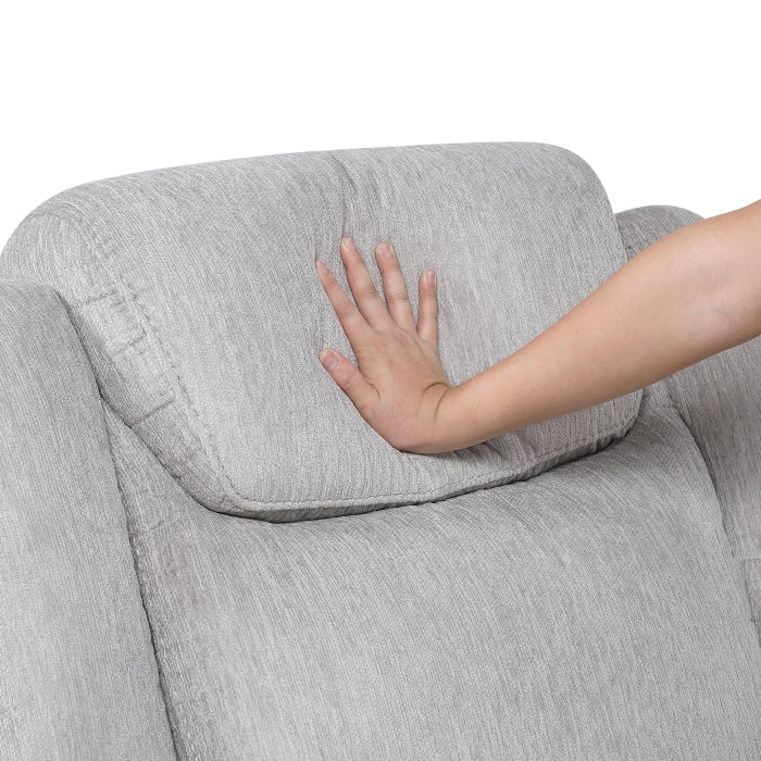 Homelegance 9703GY-2PC 2 pc Harriette two tone grey fabric upholstered double reclining sofa and love seat set with console