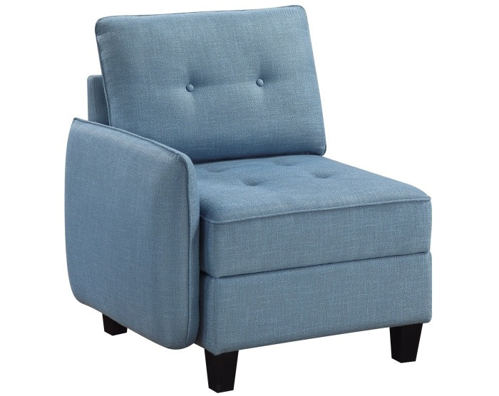 Homelegance 9557BUE-6SCOT  6 pc Garren blue textured fabric modular sectional sofa storage under seat and storage ottoman