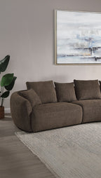 Acme LV03250 3 PC Bash macca anthology boucle fabric sectional sofa with large rounded ends