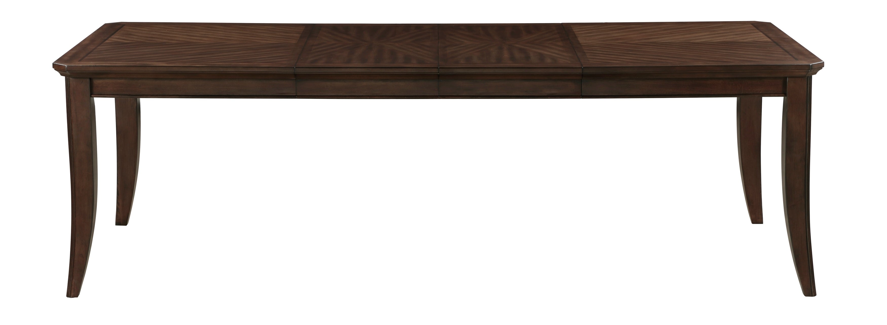 5962-7PC 7 pc Claymont cherry finish dark walnut inlay wood dining table set fabric seating