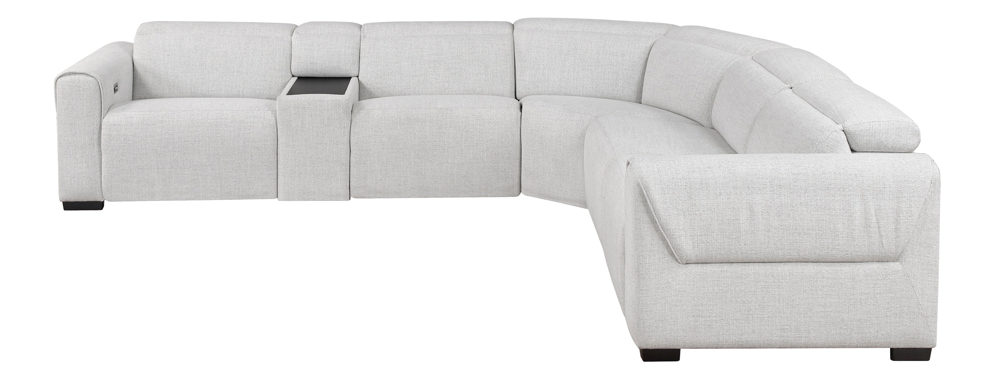 9455CLD-6LRRRPWH  6 pc McPherson cloud colored durable chenille fabric modular power reclining and power headrest sectional sofa