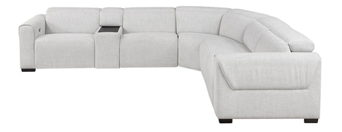 9455CLD-6LRRRPWH  6 pc McPherson cloud colored durable chenille fabric modular power reclining and power headrest sectional sofa
