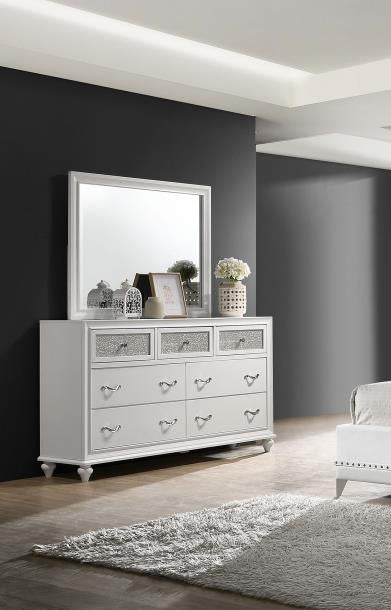 Coaster 300843-4PC 4 pc Rosdorf park ammelie barzini white velvet tufted queen bedroom set nail head tirm accents