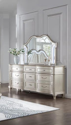 Coaster 223391Q-S4 4 pc Evengeline silver oak finish wood ivory fabric LED headboard queen bed set