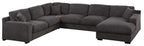 89296-1 4 pc Celine grey chenille fabric 128" modular sectional sofa set with chaise and cup holders wtih USB charging