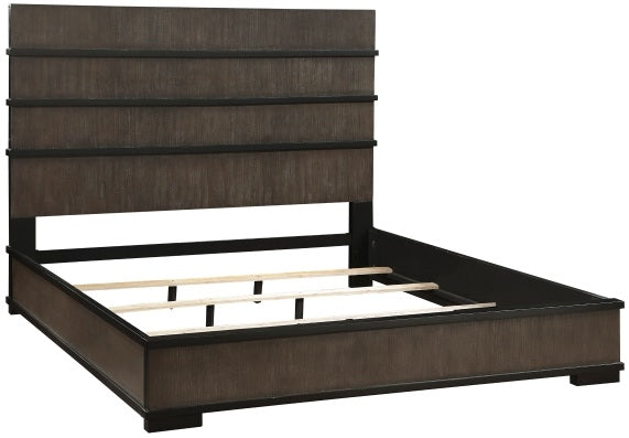 Homelegance 1343-4PC 4 pc Acworth black and brownish grey finish wood LED accent lighted headboard queen bedroom set
