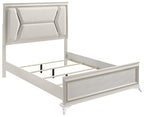 Homelegance 1383-4PC 4 pc Audra white and gold finish wood LED accent lighted headboard queen bedroom set