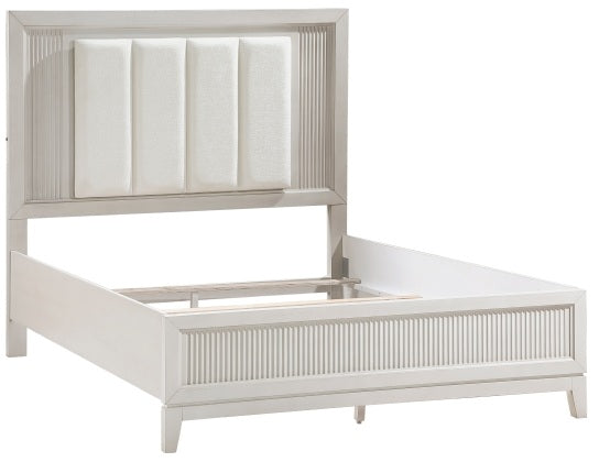 Homelegance 1326-4PC 4 pc Florence antique white finish wood LED accent lighted headboard queen bedroom set