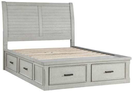 Homelegance 1337-4PC 4 pc Willowbrook light grey finish wood queen bedroom set with underbed drawers