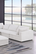 Global United 1100WH-6PC 6 pc White / light grey belfast fabric modular sectional sofa with ottoman