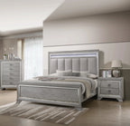 B7200 4 pc A & J homes studio vail metallic finish wood carved design queen bedroom set