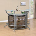 Coaster Orren Ellis 3-Piece Modern Silver Finish Curved Front Home Bar Set with Tempered Glass & Smoked Acrylic – 100135-S3