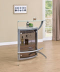 Coaster 100135 Orren ellis home bar unit modern style silver finish curved front bar unit