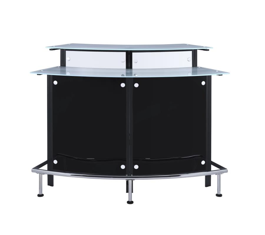 Coaster 100139 Latitude run frew modern style black and chrome finish metal curved front bar unit