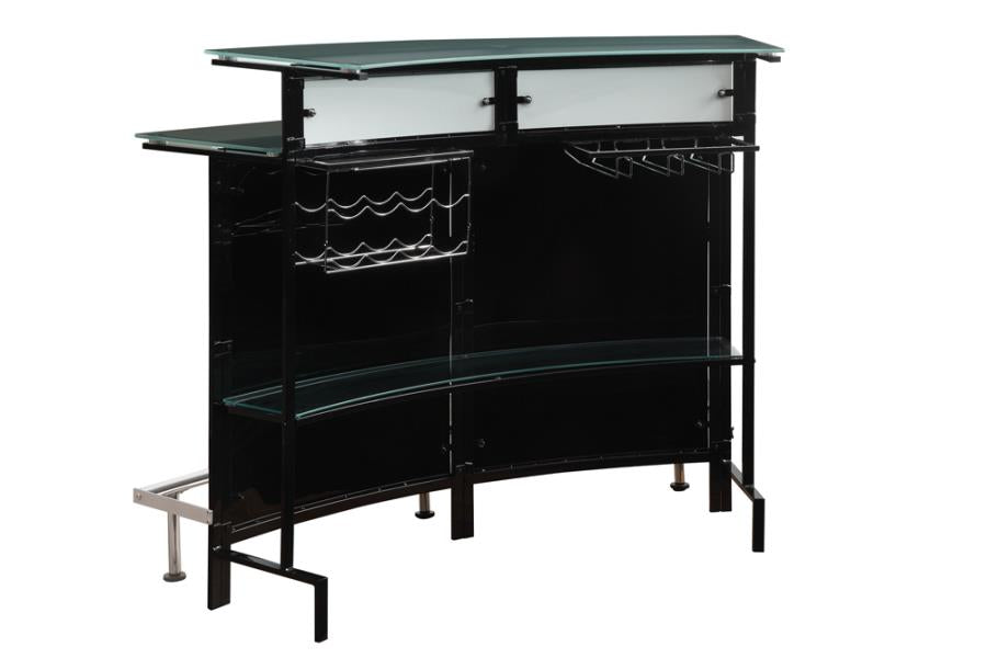 Coaster 100139 Latitude run frew modern style black and chrome finish metal curved front bar unit