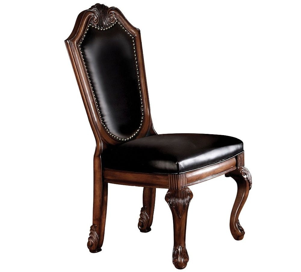 Acme 04075-10038 7 pc Astoria grand liam chateau de ville cherry finish wood double pedestal dining table set