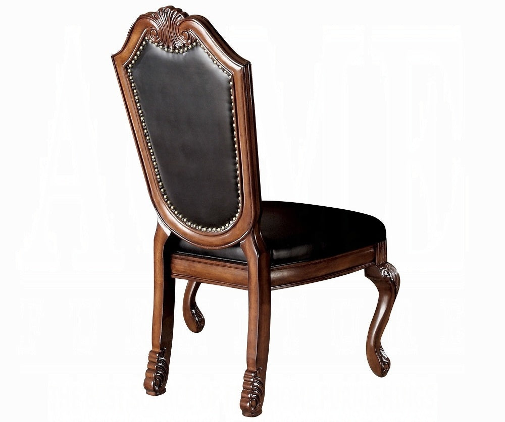 Acme 04075-10038 7 pc Astoria grand liam chateau de ville cherry finish wood double pedestal dining table set