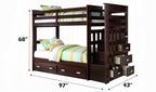 Acme 10170 Harriet beee fulda allentown espresso finish wood twin over twin bunk bed set storage drawer steps trundle