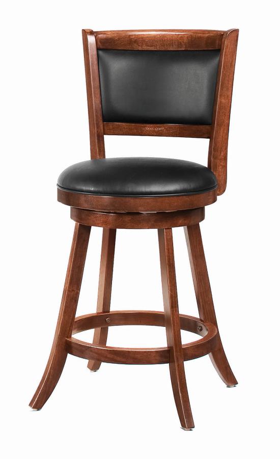 Coaster 101919 Set of 2 Walcott chestnut finish wood counter height swivel barstool with back