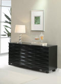Coaster 102065 Stanton black wood finish contemporary server sideboard buffet cabinet