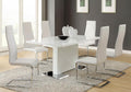 Coaster 102310-100515WHT 5 pc Orren ellis anza nameth modern white high gloss finish pedestal base dining table set