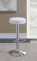 Coaster 102550 15" round white faux leather adjustable height bar stool chrome base and footrest