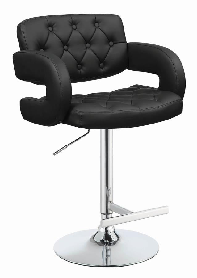 Coaster 102555 Black faux leather adjustable height bar stool chrome base