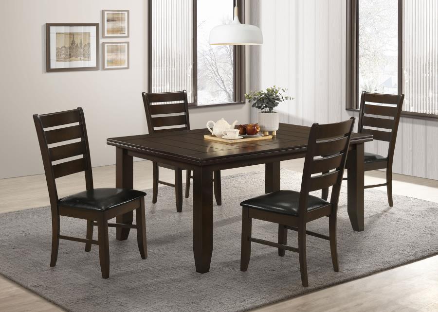 Coaster Wildon Home Corrigan Page 5-Piece Cappuccino Finish Wood Rectangular Dining Table Set with Ladder-Back Chairs – 102721-S5