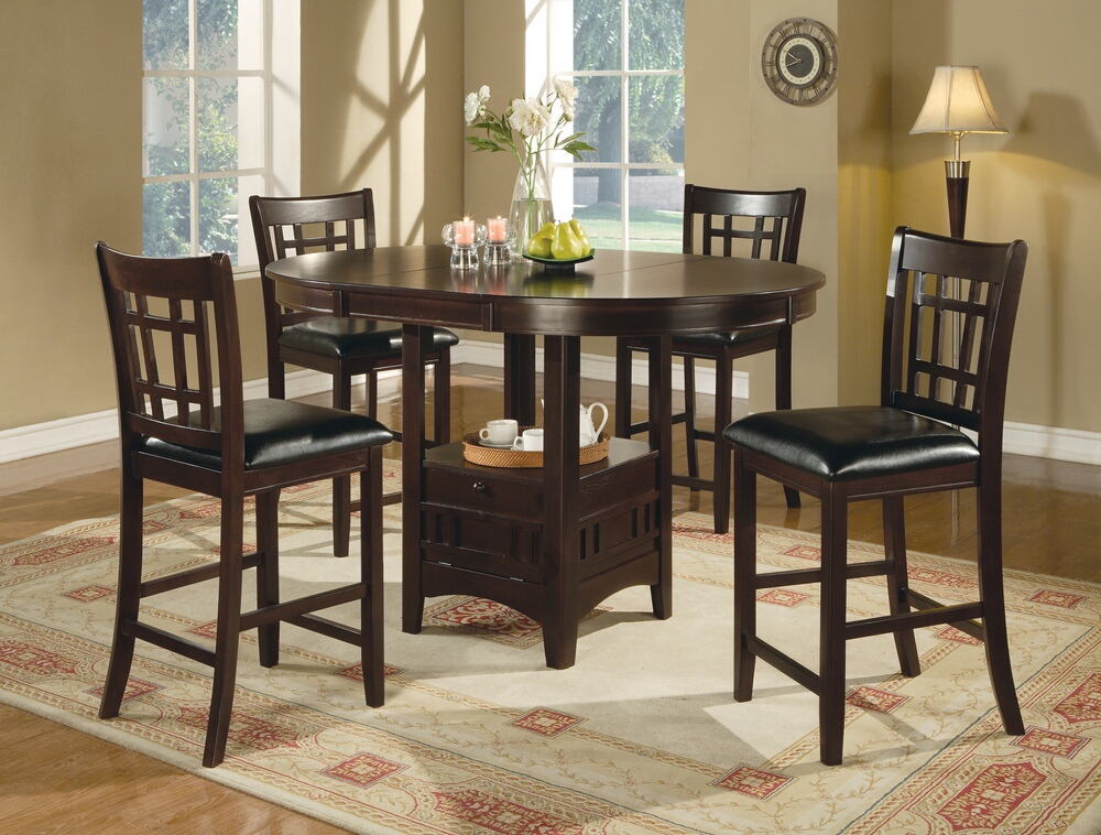 Coaster 102888-S5 5 pc Wildon home lavon ii espresso finish wood oval top counter height dining table set