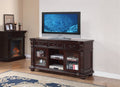 Acme 10321 Fleur de lis living cottingham anondale cherry finish wood tv stand glass front doors