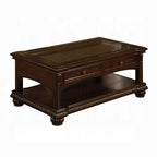 10322 Annondale Cherry Finish Wood Rectangular Coffee Table with Glass Top & Storage Drawers