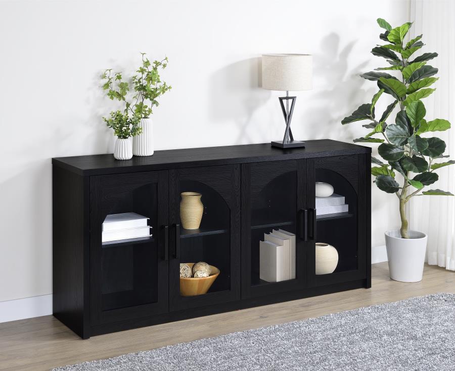 Coaster Riva Black Sideboard with Arched Glass Doors – 103895