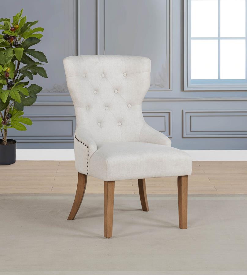 Florence Beige Linen-Like Fabric Tufted Back Dining Chair – 104507