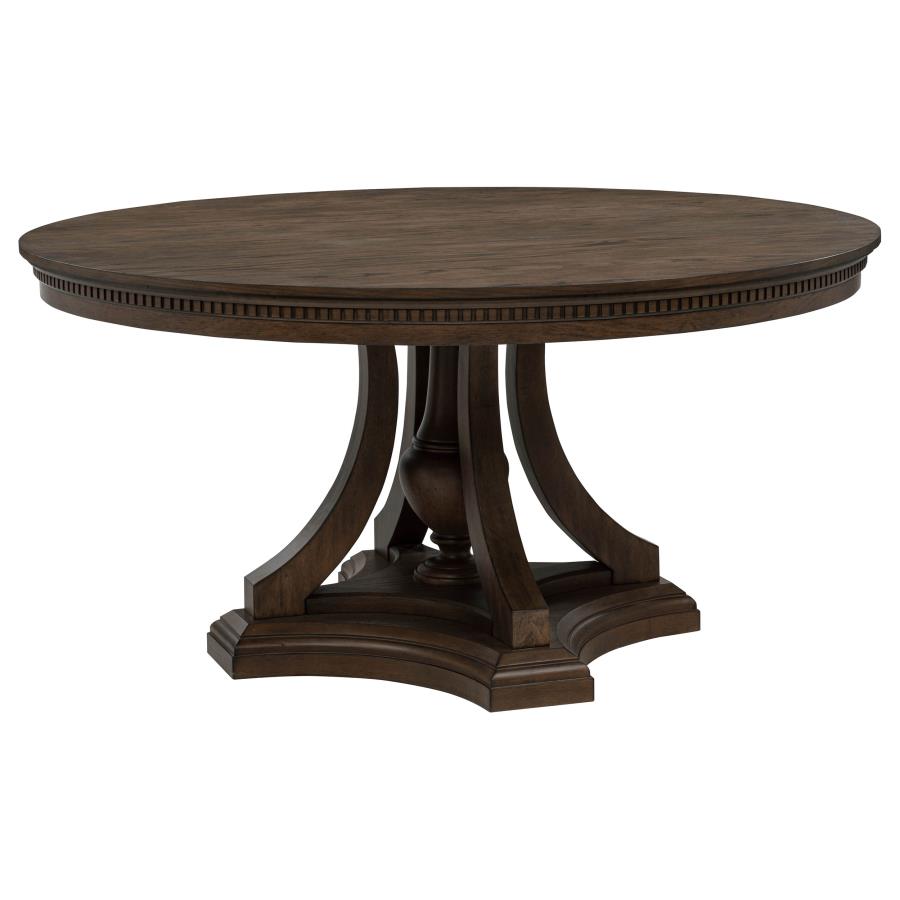 Ridgewell Dark Oak 5-Piece Round Pedestal Dining Set – 104600-S5
