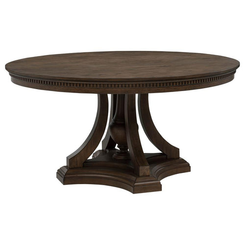Ridgewell Dark Oak 5-Piece Round Pedestal Dining Set – 104600-S5