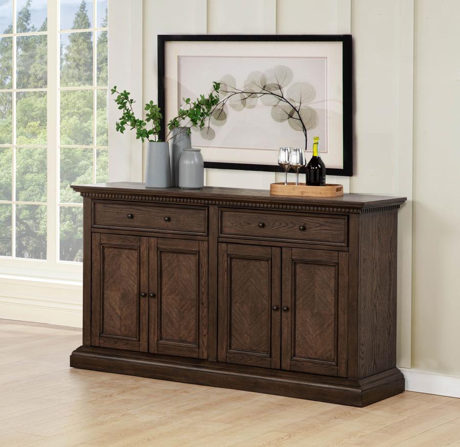 Ridgewell Dark Oak 2-Drawer 4-Door Dining Server Sideboard – 104605