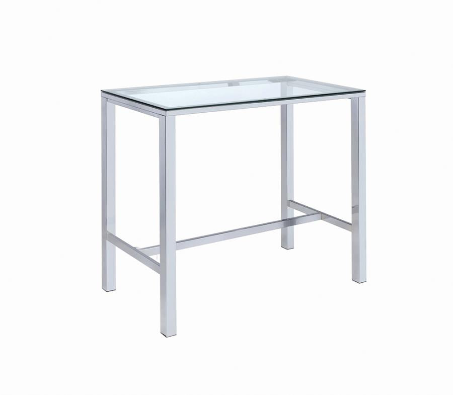 Coaster 104873 Wildon home ester alba chrome metal and glass top bar table