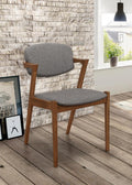 Coaster 105352 Set of 2 Latitude run kampton mid century modern grey fabric dark walnut finish wood legs dining chairs