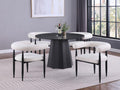 Coaster 105780-S5 5 pc Camden black 47.5" round marble top and black finish wood pedestal base dining table set