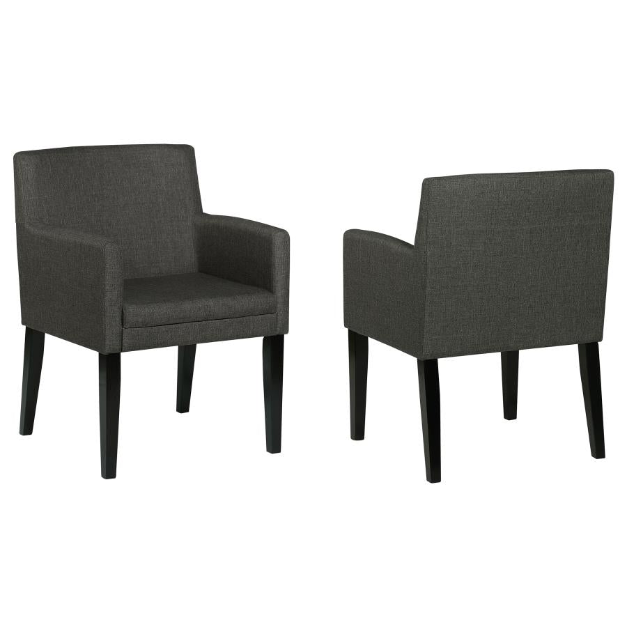 Coaster 106252  Set of 2 Orren ellis annapolis catherine black finish wood charcoal grey fabric arm chairs