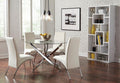 Coaster 106440 5 pc Mercer 41 beckham chrome metal finish 46" round glass top dining table set