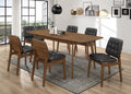 Coaster 106591-S7K 7 pc Langley street alwyn redbridge mid-century modern natural walnut finish wood dining table set