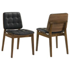 Coaster Kampton Mid-Century Modern Black Leatherette & Walnut Dining Chair Set of 2 – 106596