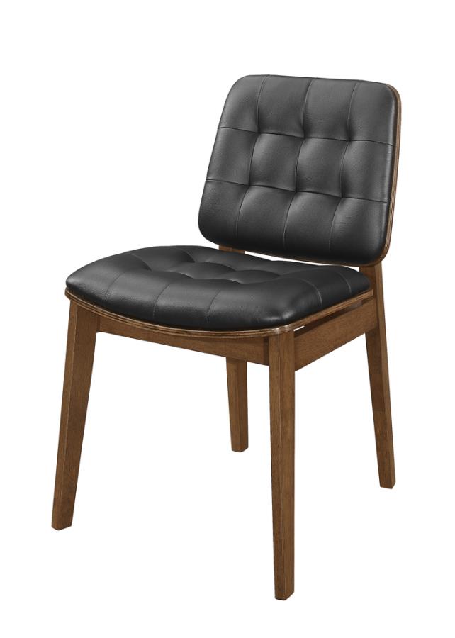 Coaster 106596 Set of 2 Latitude run kampton mid century modern black leatherette natural walnut finish wood legs dining chairs