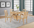 Coaster 106620-S5 5 pc Lavon light oak finish wood 42" round / oval dining table set with shelf