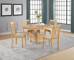 Coaster 106620-S5 5 pc Lavon light oak finish wood 42" round / oval dining table set with shelf