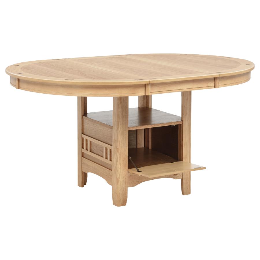 Coaster 106620-S5 5 pc Lavon light oak finish wood 42" round / oval dining table set with shelf