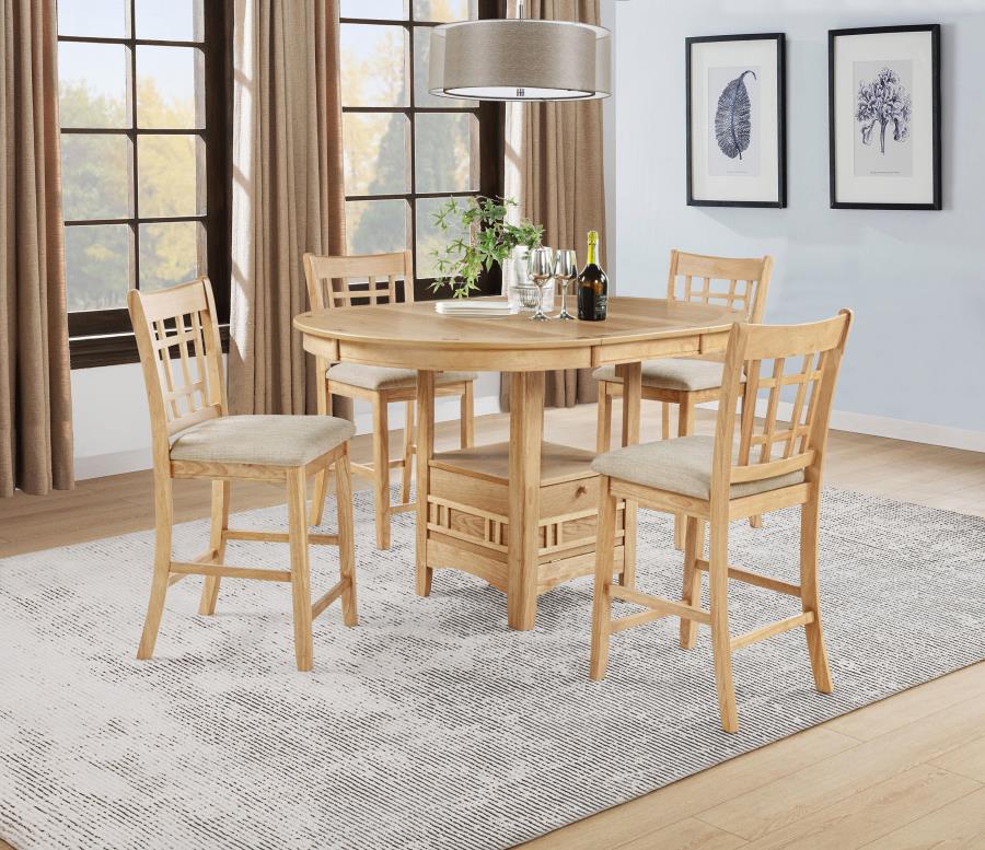 Coaster 106628-S5 5 pc Wildon home lavon light oak finish wood oval top counter height dining table set