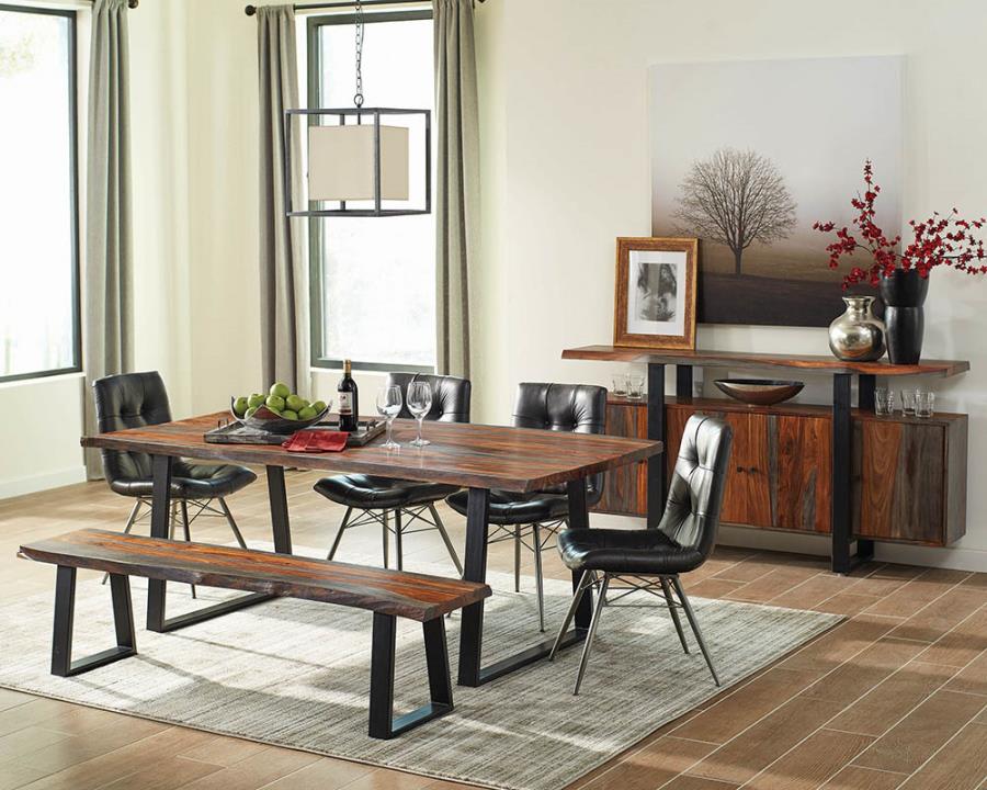 Coaster 110181 6 pc Foundry select bezout jamestown gray black finish wood gunmetal base dining table set
